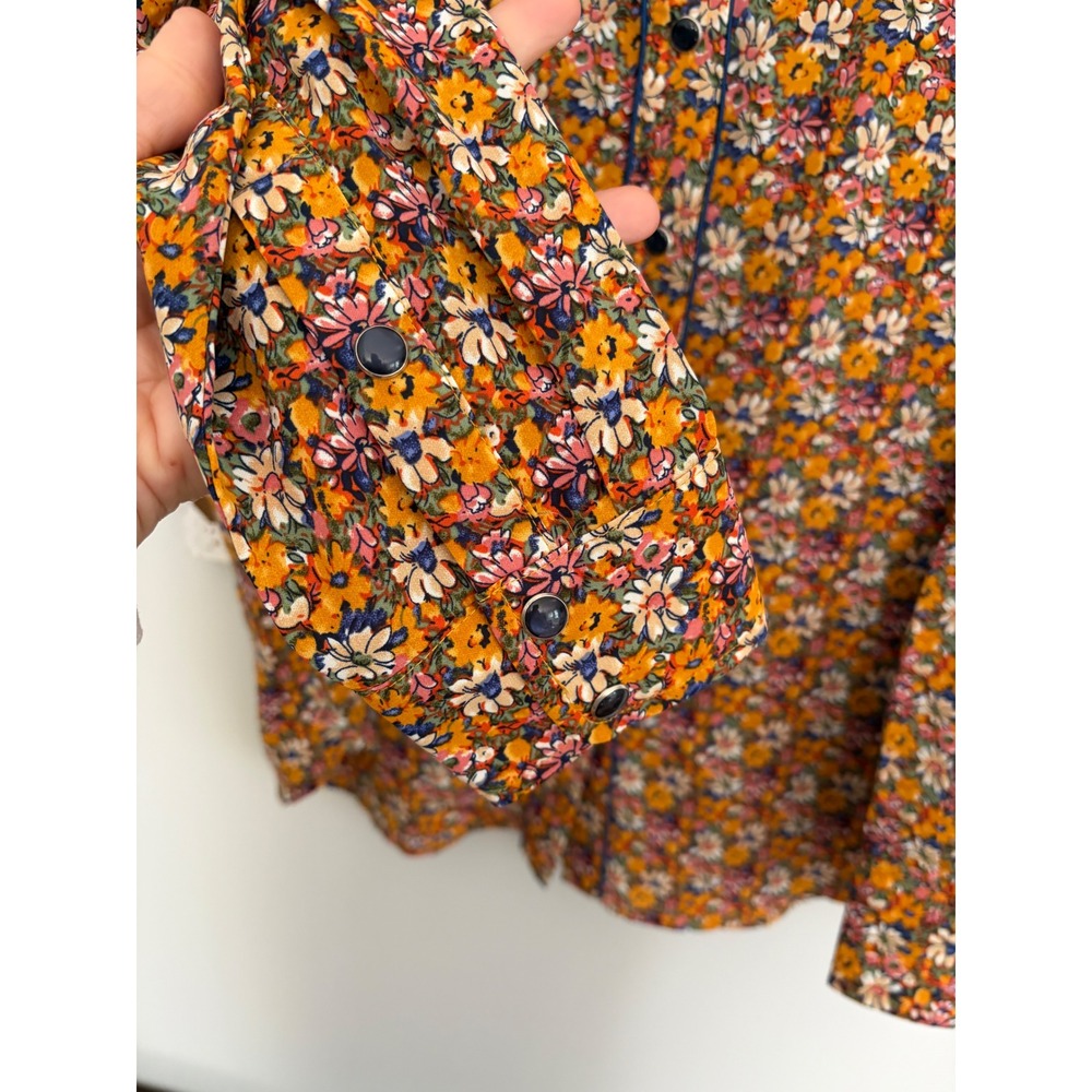 Natural Life Shirt Size Medium Ditzy Floral Western Long Sleeve Pearl Snap - Picture 5 of 8
